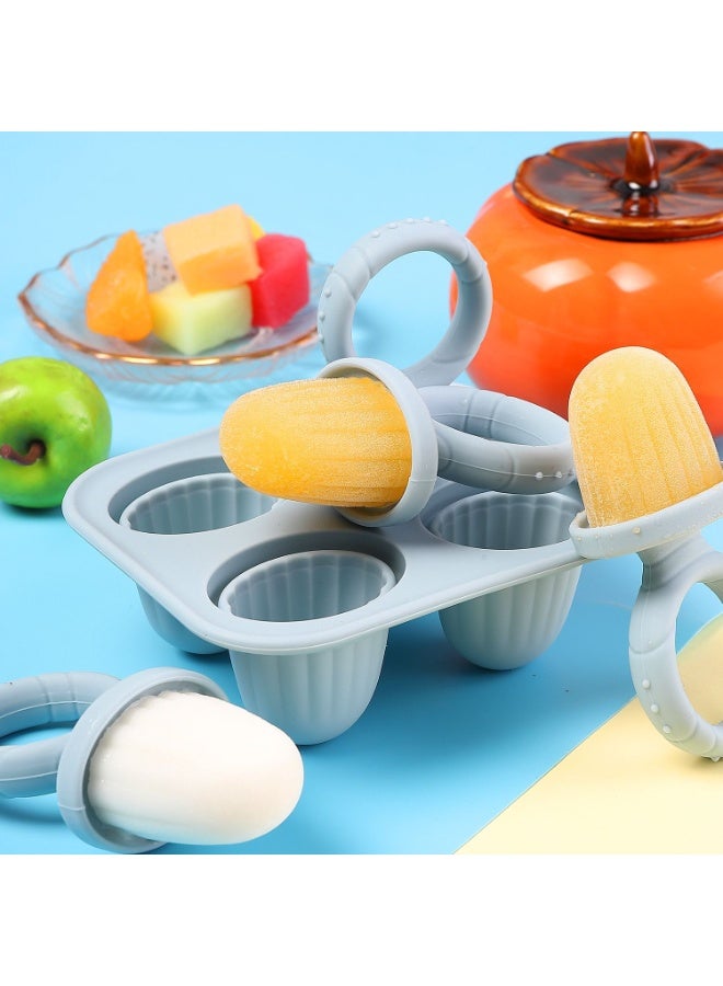 مجموعة قوالب المصاصات المصنوعة من السيليكون، قوالب الآيس كريم التي يمكنك صنعها بنفسك، صواني مكعبات الثلج لتخفيف ألم التسنين لدى الأطفال - سهلة الفك ومسكها من قبل الطفل، صانعة مصاصات من حليب الثدي المجمد للأطفال الرضع (4 أشهر فأكثر)، آمنة للاستخدام في غسالة الأطباق (أزرق وبيج) - Image 4